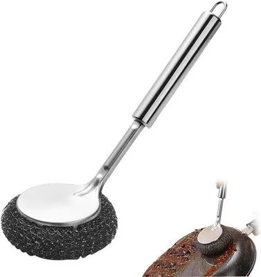 Produktbild von Stahl-Scrubber mit langem Stahl, Küchen Stahlwoll Schrubber | Pfannenreiniger Stahlwollschrubbmaschine für Teller, Pfannen