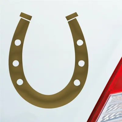 Produktbild von Auto Aufkleber Hufeisen Glück auf Pferd Pony Horse 12x10 cm Gold Sticker Heckscheibenaufkleber