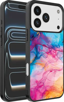 Productafbeelding van Geschikt voor:iPhone 17 Pro telefoonhoesje met regenboogacrylmarmermotief - TPUAchterkant hoesje met regenboogacrylmarmermotief - Smartphonica