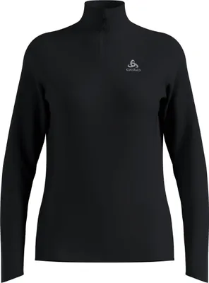 Schwarzer Odlo Essentials Ceramiwarm Mid Layer mit Halbreißverschluss und langem Arm