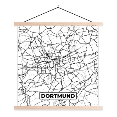 Produktbild von MuchoWow® Textilposter Dortmund - Karte - Stadtplan 120x120 cm mit holzfarbenen Rahmen - Textil-Poster