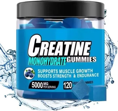 Produktbild von Creatin Monohydrat | 120 Gummis | hochdosiert 5000 MG | Geschmack Blaubeere