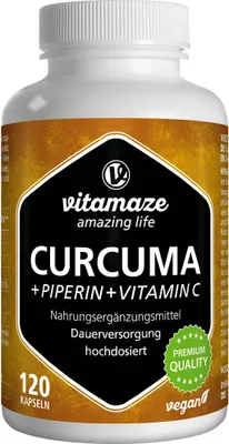 Produktbild von Curcuma+Piperin+Vitamin C vegan Kapseln 120 St