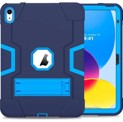 Produktbild von Mobigear ShieldStand iPad 10 (2022) Hülle Kunststoff,Silikon Backcover + Ständer - Blau / Marineblau
