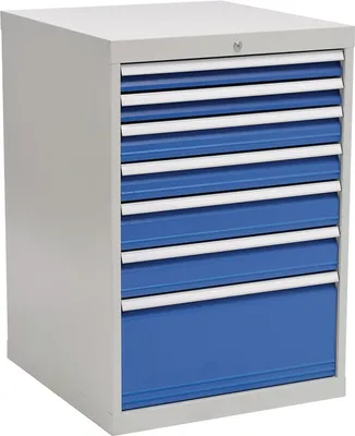 Produktbild von Schubladenschrank H1019xB705xT736mm grau/blau 2x75,2x100,2x125,1x300mm Schubl.