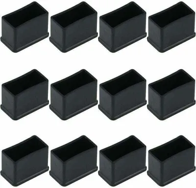 Produktbild von Set mit 12 rechteckigen Gummifilz-Schutzkappen für Tisch- oder Stuhlbeine – Schwarz, 15 x 30 mm