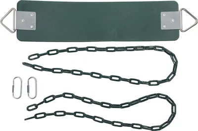 Image de Balançoire d'extérieur en planche souple EVA avec chaînes enduites, vert foncé, facile à installer, jusqu'à 200 kg, robuste pour les enfants