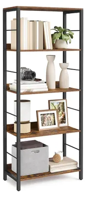 Obrázok produktu pre Polica na knihy z hnedého a čierneho dreva – regál – 30 x 60 x 144 cm