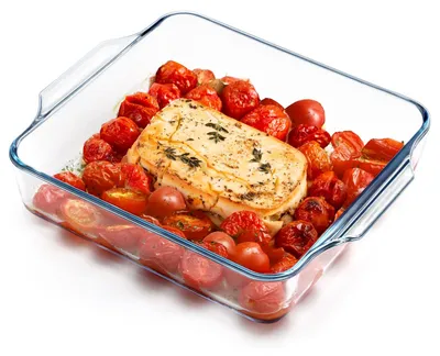 Image de Plat à gratin rectangulaire en verre d'une contenance de 1,3 litre, 24 x 19 x 5 cm, adapté au four et au micro-ondes.