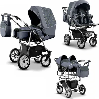Produktbild von Zwillingskinderwagen 4 in 1 City Twin inkl. Autositze - 15 Teile -  in 19 Farben