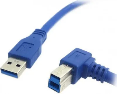 Produktbild von SYSTEM-S USB 3.0 Kabel 1 m Typ A Stecker zu B Stecker Winkel in Blau