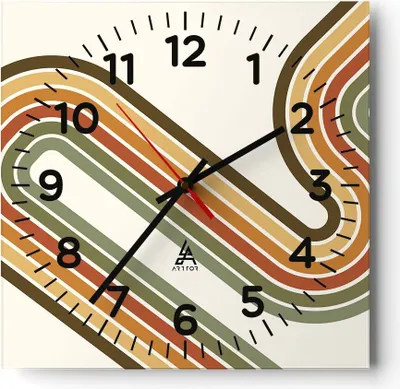 Produktbild von Wanduhr - Quadrat - Glasuhr - Abstraktion Weg Gürtel - 30x30cm - Schleichendes Uhrwerk - Lautlos - zum Aufhängen bereit - Dekoration Modern - Wanddekoration aus Glas - C4AC30x30-4425