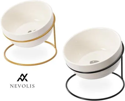 Image de Gamelles en céramique pour la nourriture et l'eau, avec support métallique, pour chats et chiens