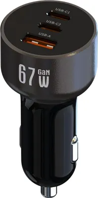 Obrázok produktu pre Nabíjačka do auta NEXTBATT 65W s 2 USB-C a 1 USB-A - čierna/sivá