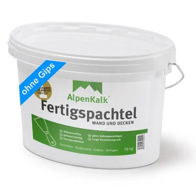 Produktbild von AlpenKalk® Fertigspachtel jetzt 15 kg (12 + 3 kg)
