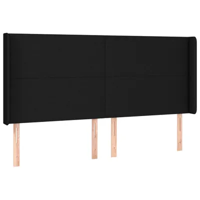 Image de vidaXL Tête de lit avec oreilles noir 163x16x118/128 cm Tissu