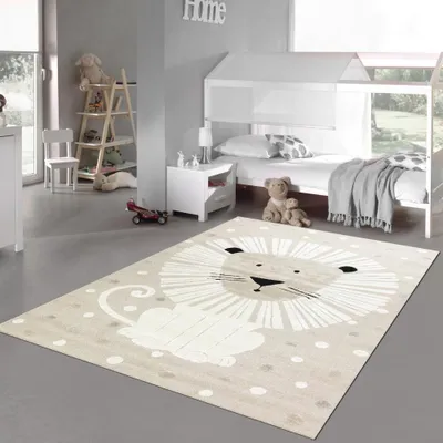 Zdjęcie produktu dla Dywan pokój dziecięcy pokój zabaw efekt 3d wzór lwa beżowy rozmiar - 160 x 230 cm