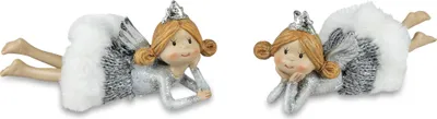 Produktbild von 2er SET Deko Figur Engel „Princess“ .14. Schutzengel silber m.Glitter formano
