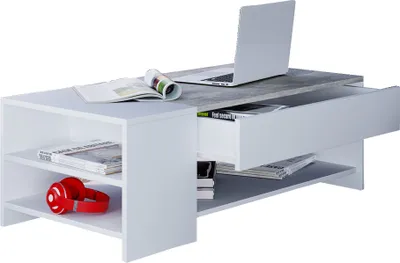 Immagine prodotto di Tavolino in legno semplice | Dimensioni ca. H. 35 x W. 100 x D. 50 cm | Tavolo soggiorno con cassetto - Tindus