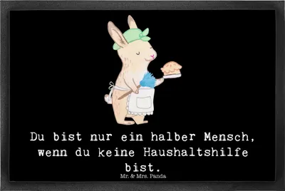 Produktbild von Mr. & Mrs. Panda teppichmatte Haushaltshilfe Herz 40 x 60 cm - Schwarz - Geschenk, Schmutzfangmatte, Reinigungskraft, Lustig, fußmatte, Gummimatte, Schmutzmatte, Spruch