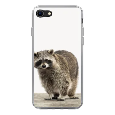 Produktbild von MuchoWow® Handyhülle Schutzhülle Hülle für iPhone 8 Waschbär - Tiere - weißer Hintergrund - Jungen - Mädchen - Kinder Silikon Softcase Handy Hülle - Schutzhaube