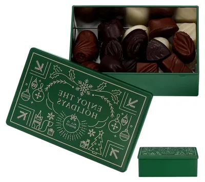 Produktbild von Quadratische Keksdose aus Weißblech mit Deckel für Weihnachtsgebäck und Snacks