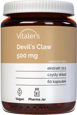 Produktbild von Vitaler's Teufelskralle 500 mg - 60 Kapseln, Vegan, 2 Monate Nahrungsergänzung, ohne Konservierungsstoffe, reine Zusammensetzung