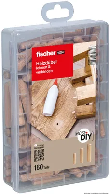 Produktbild von fischer EasyDIY Box Holzdübel, 160 Stück
