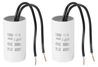 CBB60 Betriebskondensator 3 µF, 450 V AC, 2-adrig, weiß