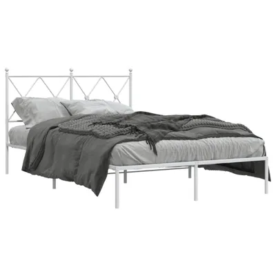 Produktbild von vidaXL Bettgestell mit Kopfteil Metall Weiß 120x200 cm