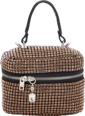 Produktbild von Damen Handtasche Gold mit horizontalem Reißverschluss und hochglänzender Hardware