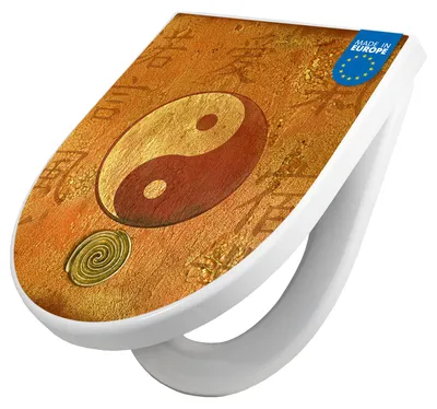 Produktbild von WC Sitz mit Absenkautomatik D Form Motiv Yin Yang [TDW3 12054]