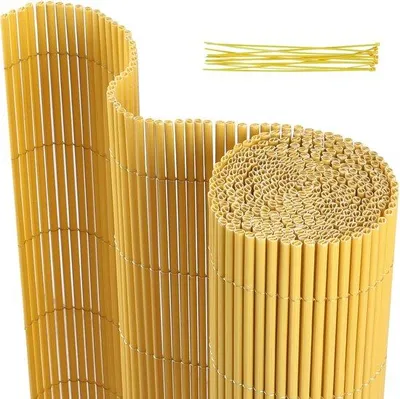 Imagen del producto de Pantalla de privacidad de PVC para jardín y terrazas, de 0,8 x 4 metros, resistente al viento y a la intemperie, con protección UV, fabricada en madera de bambú.
