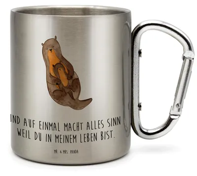 Produktbild von Mr. & Mrs. Panda Thermobecher Otter Kind - Transparent - Geschenk, thermotasse, Metallbecher, Geburt, Familie, Mama, Baby, Mutter, Edelstahl-Thermobecher, Teebecher