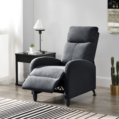 Fotel tapicerowany Bregenz fotel rozkładany fotel rozkładany 102x60x92 cm fotel TV fotel z regulowanym oparciem fotel TV wykonany z tkaniny ciemnoszary [en.casa]