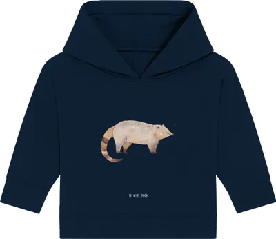 Produktbild von Mr. & Mrs. Panda Organic Baby Hoodie Nasenbär 24. - 36. Monat - French Navy - Geschenk, Bär, Lustige Sprüche, Nasenbären, Kapuzenshirt, Rüsselbär, Kapuzensweatshirt