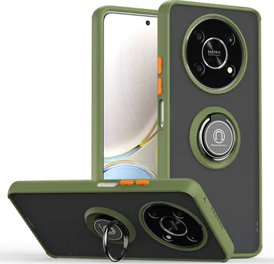 Produktbild von Honor X9 Hülle, Ring Halter Ständer Matte Transluzent TPU Rahmen Stoßfest Schutzhülle für Honor X9 Grün