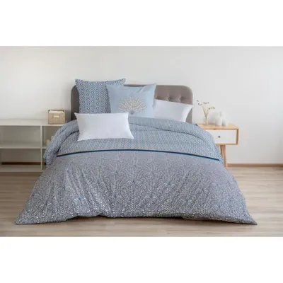 Produktbild von Bettwäscheset 240 x 260 cm: Bettbezug + 2 Kissenbezüge – 100 % Baumwolle – Blau