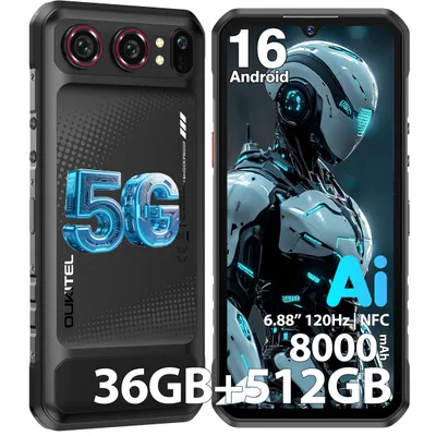 Produktbild von OUKITEL WP68 Air Outdoor Smartphone 5G Android 16 - 36GB+512GB Dimensity 7025 - 6.88" 120Hz 64MP+32MP 8000mAh/45W Outdoor Handy NFC, Schwarz