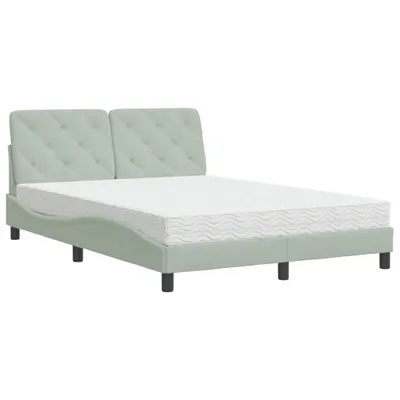 Produktbild von vidaXL Bett mit Matratze Hellgrau 120x200 cm Samt