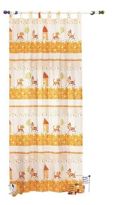 Produktbild von Kinderzimmer Gardine Schlaufenschal Hund Katze orange Kindergardine mit Motiv BxH 135x245cm