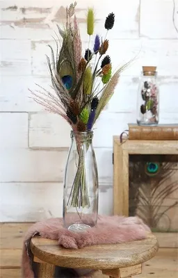 Produktbild von Transparente Glasflasche im Milchflaschen-Stil, 21 cm