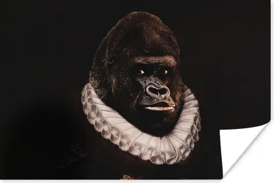 Produktbild von MuchoWow® Poster Gemälde - Gorilla - Alte Meister 60x40 cm - Schlafzimmerdekoration