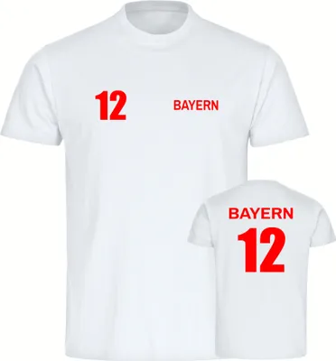 Produktbild von multifanshop Kinder T-Shirt - Bayern - Trikot Nummer 12, weiß, Größe 152