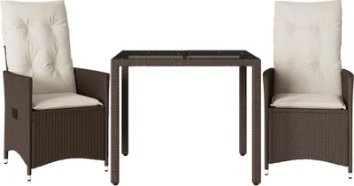 Obrázek produktu pro vidaXL 3dílný bistro set s polštáři hnědý polyratan