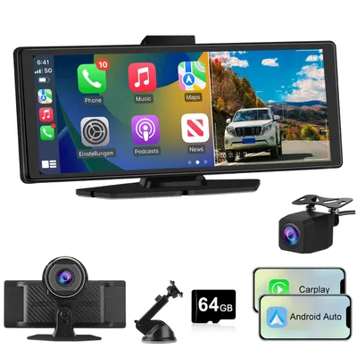 Immagine prodotto di Dashcam 4K da 10,26" con Carplay Android Auto Telecamera posteriore 64 GB Split screen WLAN