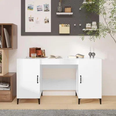 Produktbild von Bürotisch Computertisch in Hochglanz-Weiß 140x50x75 cm aus Holzwerkstoff