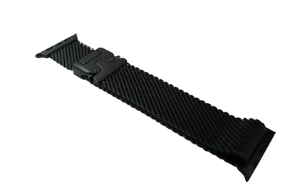 Produktbild von Grob gewebtes Metallarmband Fallschirmverschluss für Apple Watch - 42-49mm - schwarz
