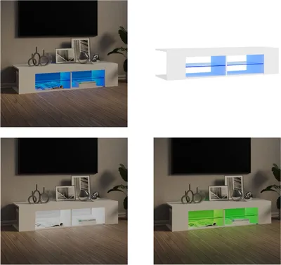 Image de vidaXL Armoire TV avec lampes LED Blanc 135x39x30 cm - Armoire TV - Armoire TV Avec LED - Meuble TV