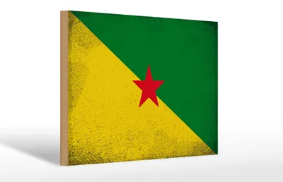 Produktbild von Holzschild Flagge Französisch Guayana 30x20cm Flag Vintage